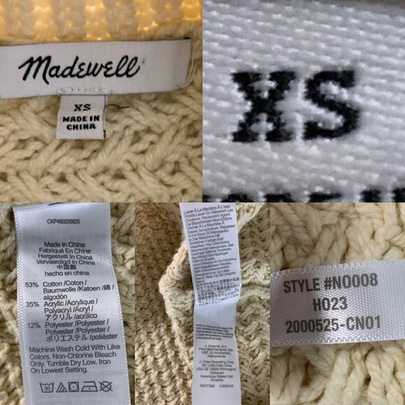 Madewell Textured Turtleneck Sweater Vest XS Ecru Cream Relaxed Fall Heritage - Picture 5 of 12